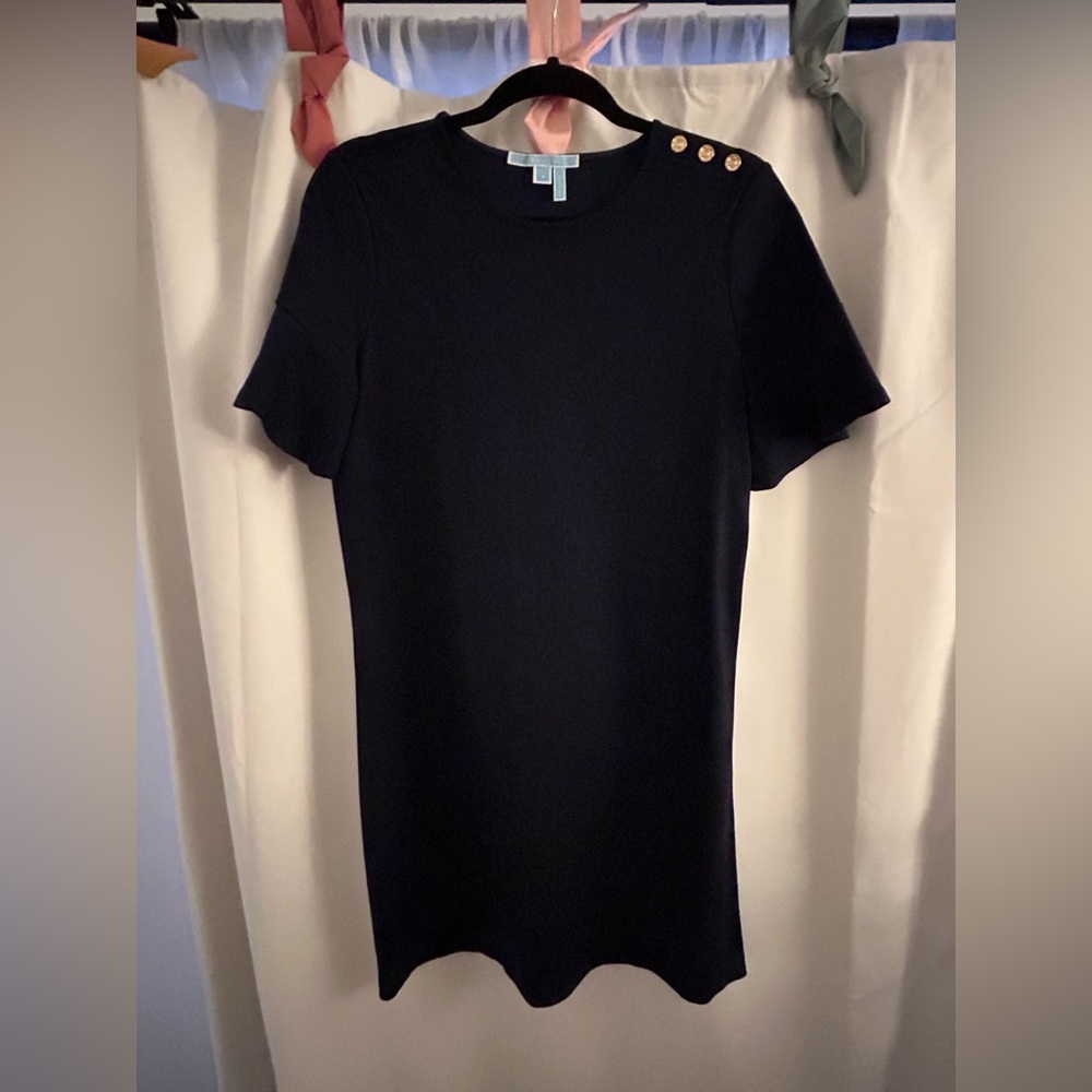 Draper James Navy Mini Dress with Gold Buttons